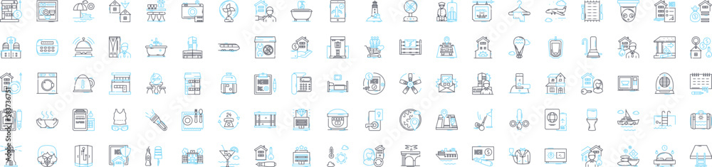 City hotels vector line icons set. city hotels, urban hotels, city centre hotels, inner-city hotels, downtown hotels, hotel accommodation, hotel rooms illustration outline concept symbols and signs