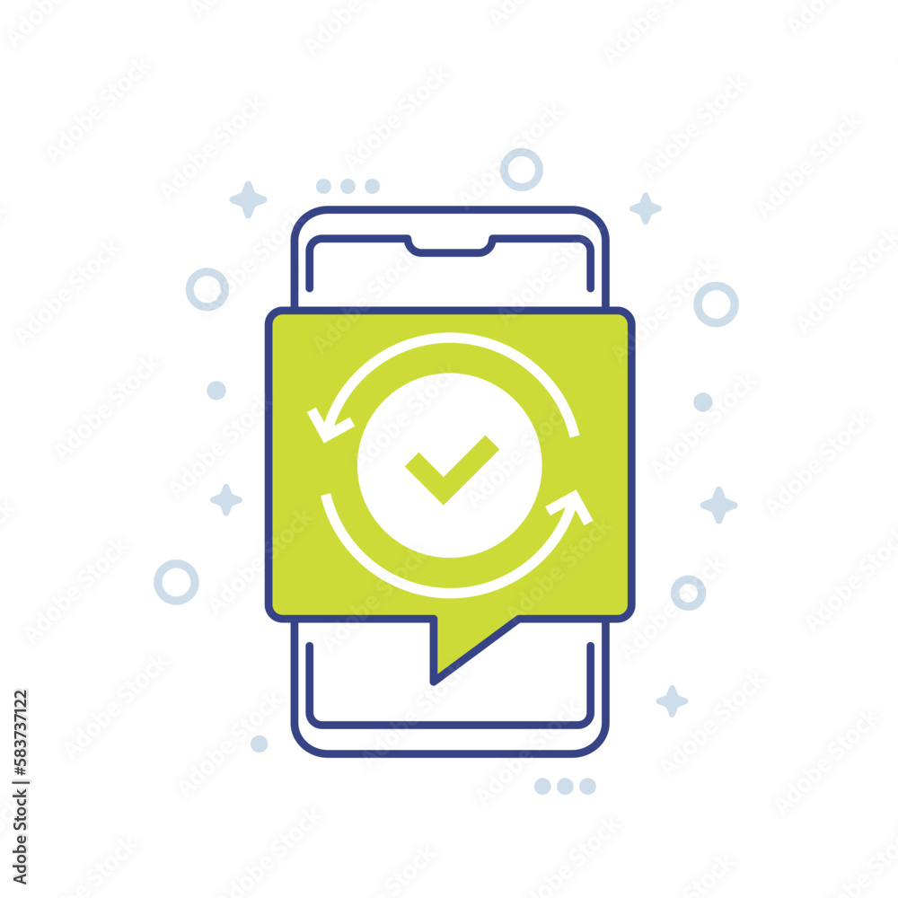 action completed icon with a phone action completed icon with a phone