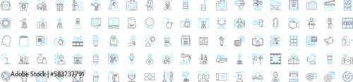 Video ads and marketing vector line icons set. Video, Ads, Marketing, Advertising, Promotions, Campaigns, YouTube illustration outline concept symbols and signs