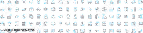 Corporate finance vector line icons set. Accounting, Wealth, Investment, Mergers, Dividends, Leverage, Securities illustration outline concept symbols and signs