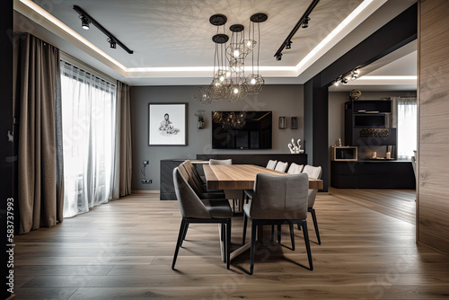 Interior design of modern dining room  AI Generative