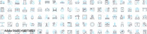 Furniture business vector line icons set. Furniture, business, furnishings, store, chairs, tables, sofas illustration outline concept symbols and signs