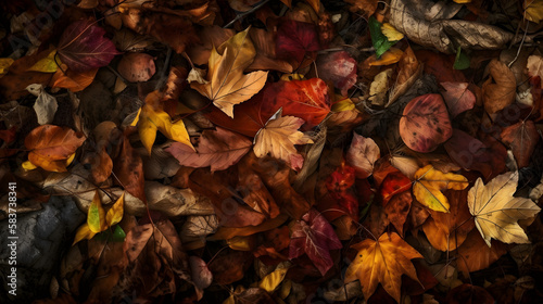 A bunch of leaves that are laying on the ground, Generative Ai © Régis Cardoso