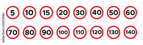 Speed Limit Sign vector icons Set