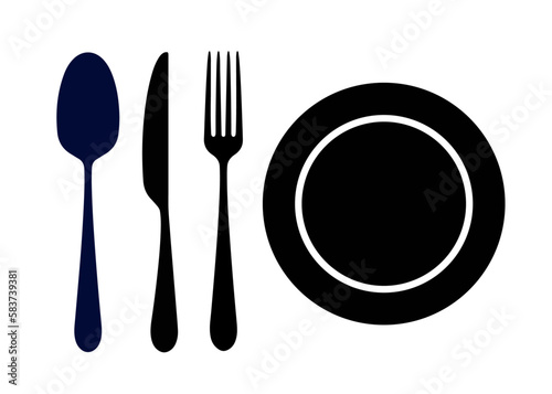  spoon, fork, knife and plate vector se