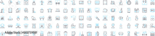 Home people vector line icons set. Homeowners, Dwellers, Residents, Housers, Occupiers, Inhabitants, Occupants illustration outline concept symbols and signs
