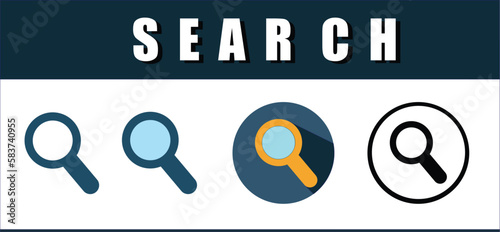search icon set. zooming.  find world . Four elements in different styles icons collection. Creative persistence icons filled, outline, colored and flat symbols.