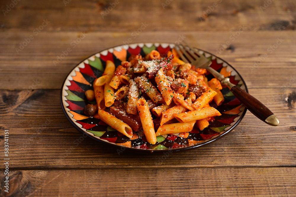 豆入りペンネアラビアータ