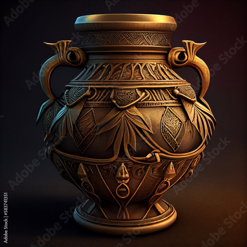 Golden Egyptian pot ancient art