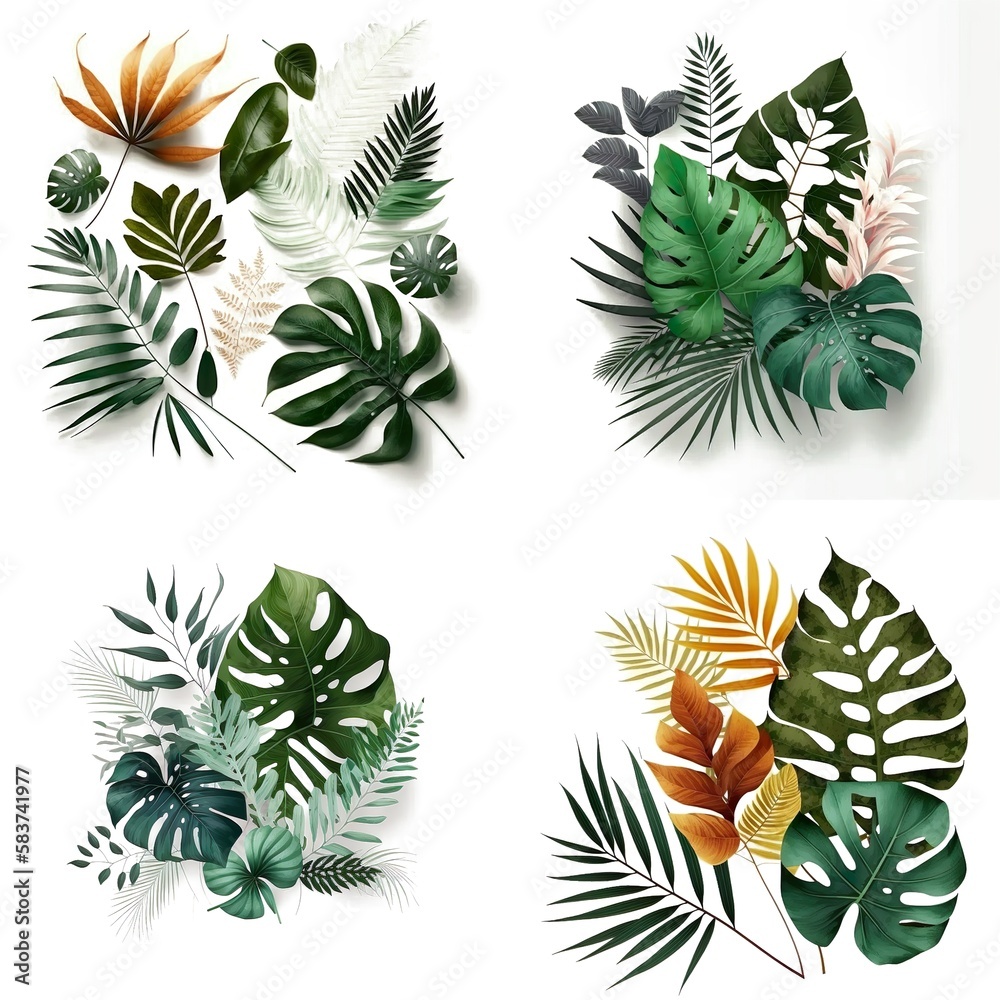 Summer Tropical Leaves Design Minimalism, Jungle Plants Nature Backdrop Created With Generative Ai Technology