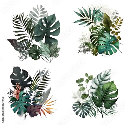 Summer Tropical Leaves Design Minimalism, Monstera Leaves Leaves Created With Generative Ai Technology