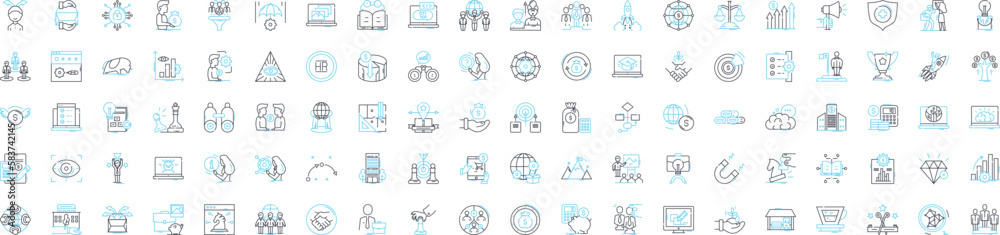 Mergers and acquisitions vector line icons set. Mergers, Acquisitions, Consolidation, Buyouts, Merging, Hostile, Takeovers illustration outline concept symbols and signs Mergers and acquisitions vector line icons set. Mergers, Acquisitions, Consolidation, Buyouts, Merging, Hostile, Takeovers illustration outline concept symbols and signs