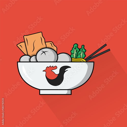 Illustration of Meatball in Flat Design