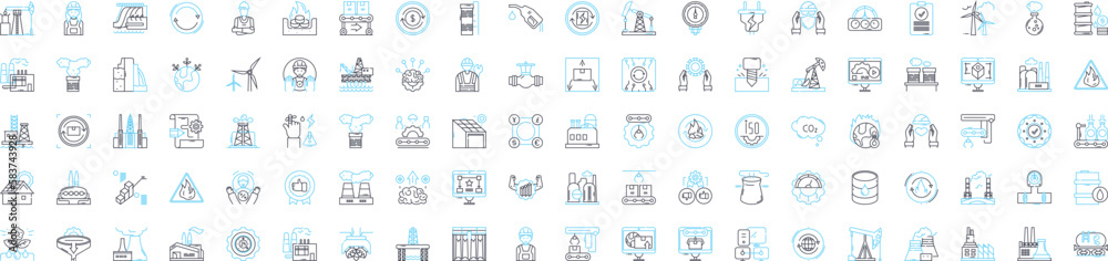 Smart industry vector line icons set. Industry 40, Digitalization, AI, Automation, IoT, Big Data, Robotics illustration outline concept symbols and signs