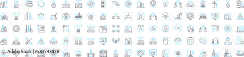 Smart industry vector line icons set. Industry 40, Digitalization, AI, Automation, IoT, Big Data, Robotics illustration outline concept symbols and signs