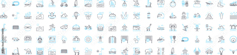 Adventure travel vector line icons set. Adventure, Travel, Expedition, Trekking, Exploring, Backpacking, Canoeing illustration outline concept symbols and signs Adventure travel vector line icons set. Adventure, Travel, Expedition, Trekking, Exploring, Backpacking, Canoeing illustration outline concept symbols and signs