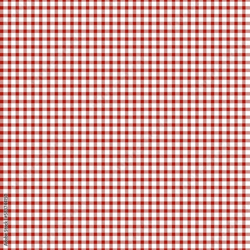 Gingham seamless pattern, red and white, can be used in the design of fashion clothes. Bedding, curtains, tablecloths