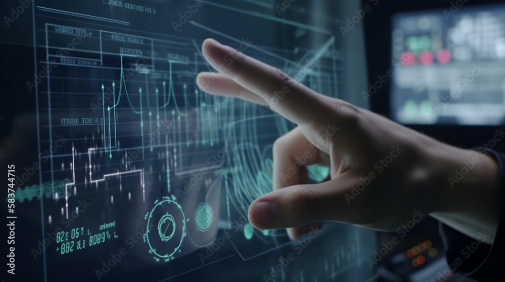 hand pushing a button on a touch screen interface hand pushing a button on a touch screen interface