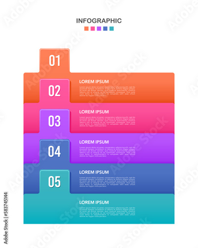 Infographic 5 steps or options vertical. Vector illustration.