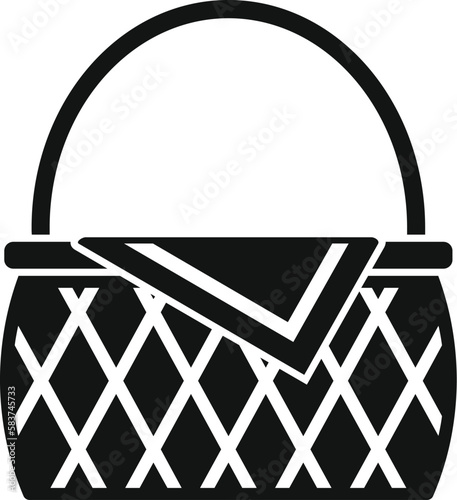Hamper basket icon simple vector. Picnic bag. Camping market