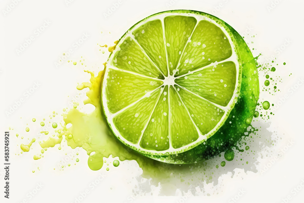 Illustration of am lime, watercolor style Illustration of am lime, watercolor style