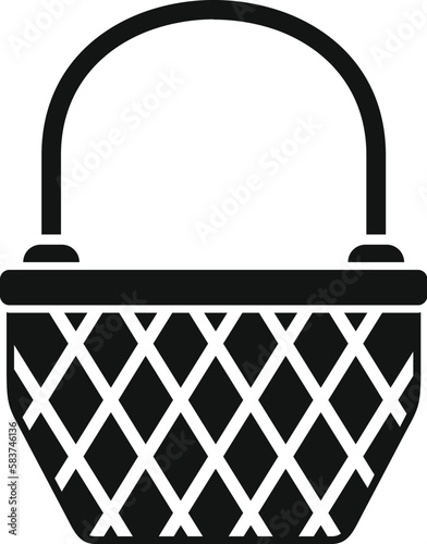 Weave basket icon simple vector. Picnic hamper. Handle box