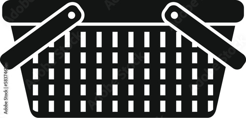 Texture basket icon simple vector. Picnic straw. Handle market