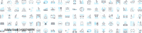 Extreme trips vector line icons set. Adventures, Thrills, Extremities, Expeditions, Explorations, Escapades, Pioneering illustration outline concept symbols and signs