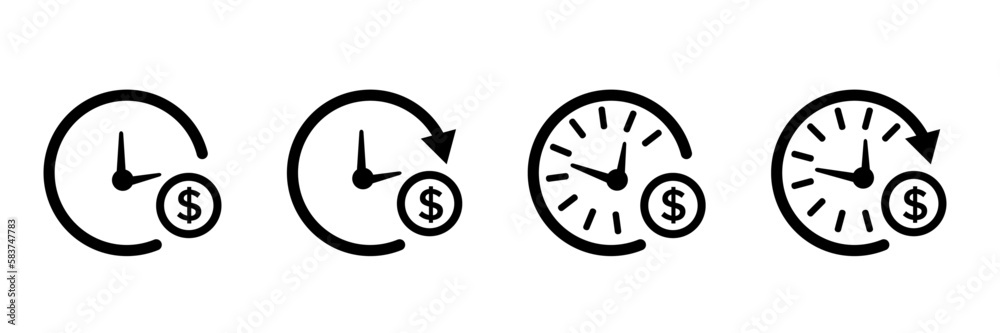 time is money vector icons set time is money vector icons set