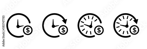 time is money vector icons set