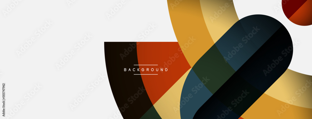 Geometric abstract background. Round shapes, circles, lines composition for wallpaper banner background or landing page