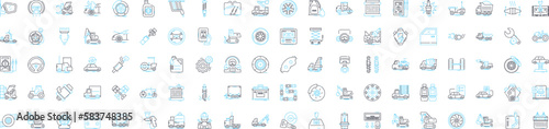 Car vector line icons set. Car, Automobile, Vehicle, Sedan, Racecar, Motorcar, Classic illustration outline concept symbols and signs