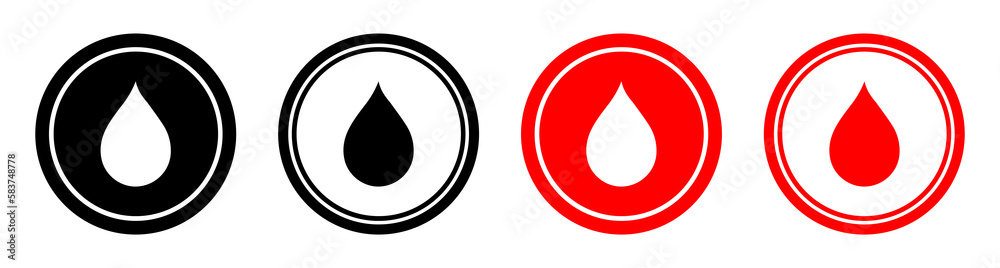 Water drop icon, blood drop symbol, drop sign red and blue color Water drop icon, blood drop symbol, drop sign red and blue color