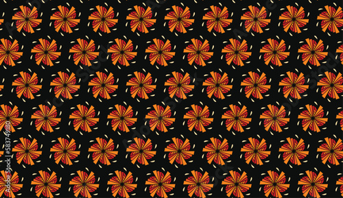 Geometric ethnic pattern seamless flower color oriental.
seamless pattern.Design for fabric,curtain,black background, carpet, shawl,clothing,wrapping, Batik,fabric,handkerchief,Vector illustration.