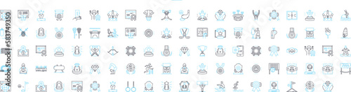Leadership vector line icons set. Lead, Guide, Manage, Motivate, Direct, Facilitate, Inspire illustration outline concept symbols and signs