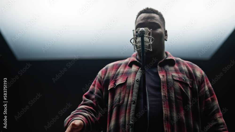 Singer Performing With Feelings In A Studio Singer Performing With Feelings In A Studio