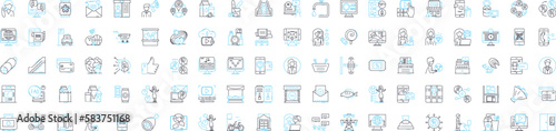 Ai assistance vector line icons set. AI, Assistance, Automation, Virtual, Voice, Assistants, Machine illustration outline concept symbols and signs