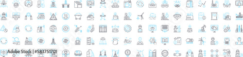 Factory vector line icons set. Factory, Manufacturing, Plant, Production, Mill, Workshop, Assembly illustration outline concept symbols and signs