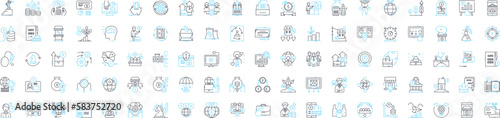 Global market economics vector line icons set. Global, Market, Economics, International, Trade, Investment, Financial illustration outline concept symbols and signs