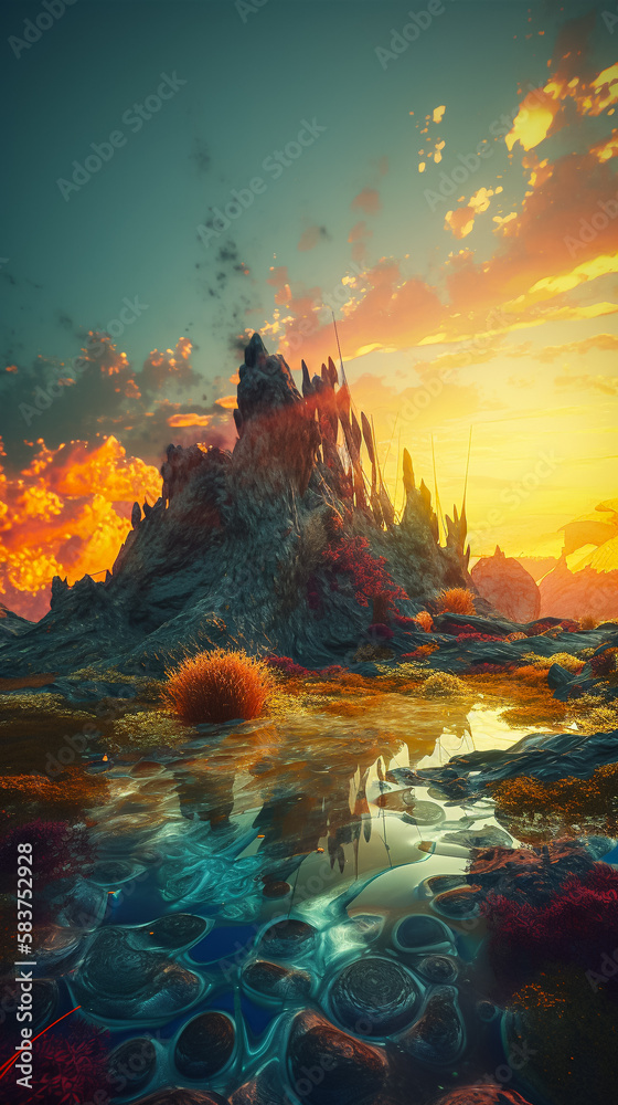 Obraz premium A Surreal Alien Melted Landscape of Fluid Abstracts