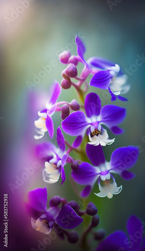 Closeup beautiful orchid flower with violet color, wallpaper background.