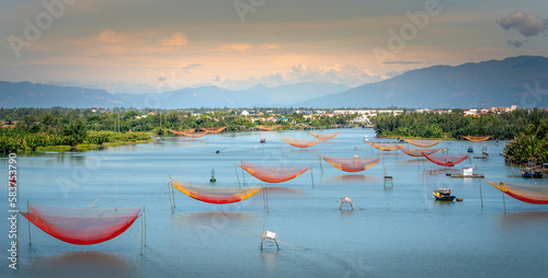 Cua Dai fishing, a typical cultural feature of the Thu Bon river region. In Cua Dai fishing village, Hoi An. Hoian is recognized by UNESCO
