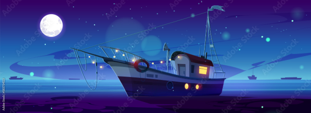 Fishing Boat At Night