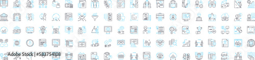 Financial data vector line icons set. Finance, Data, Analysis, Investment, Bank, Accounting, Markets illustration outline concept symbols and signs