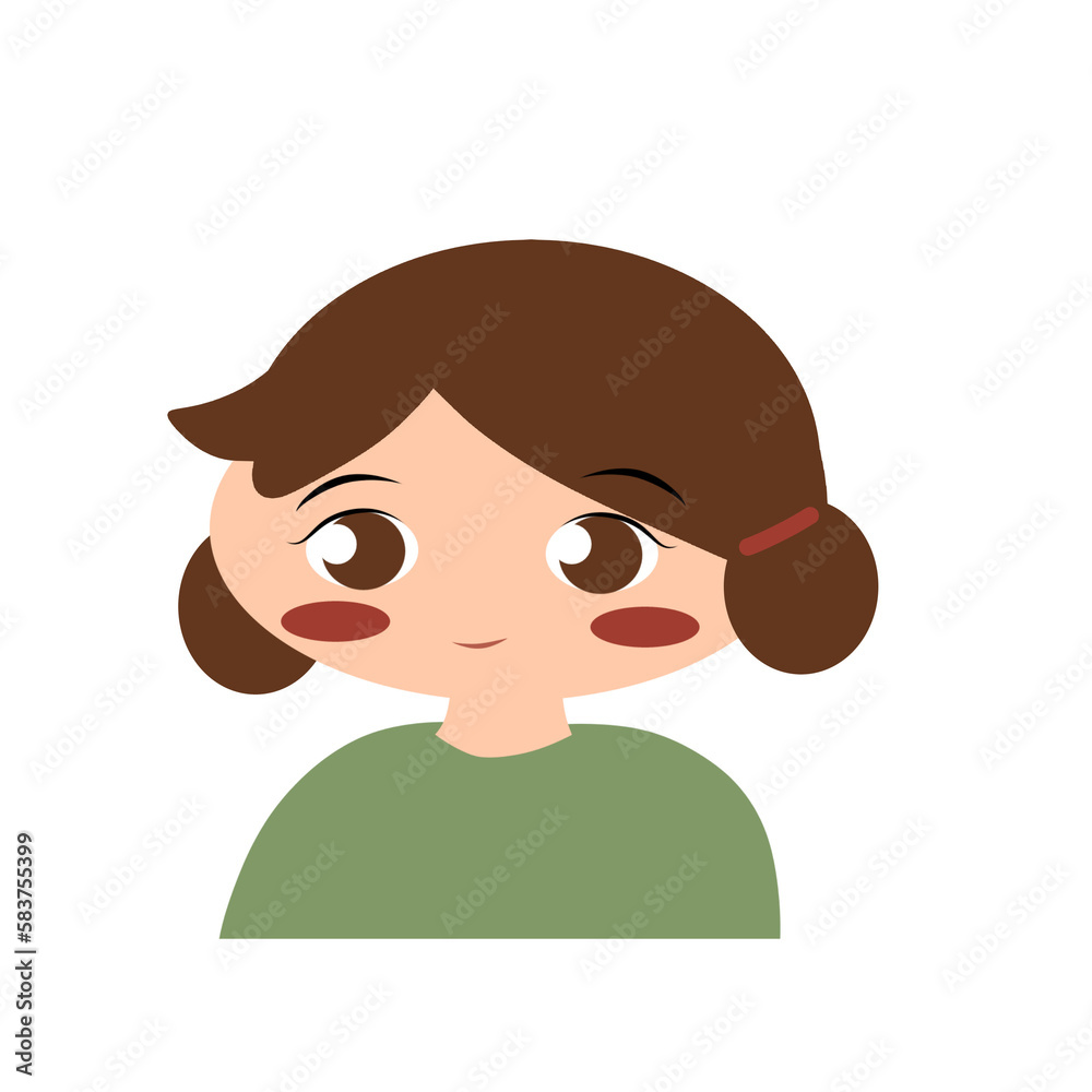 Cute girl avatar.cartoon character.smiling face Cute girl avatar.cartoon character.smiling face