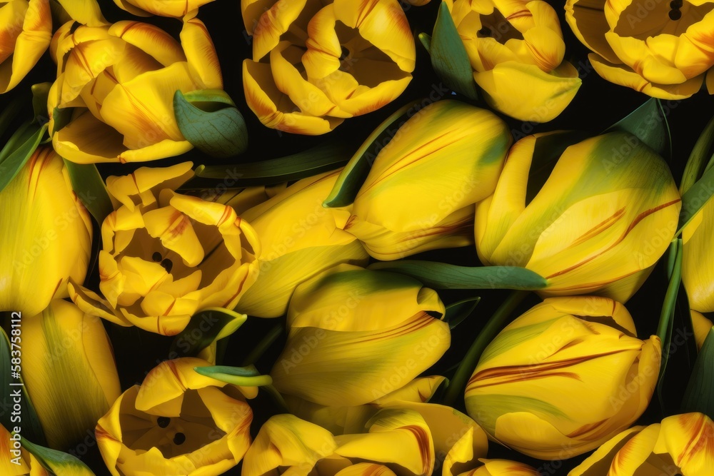 Obraz premium Spring Yellow White Tulip Tulips Flower Flowers Seamless Repeating Repeatable Texture Pattern Tiled Tessellation Background Image