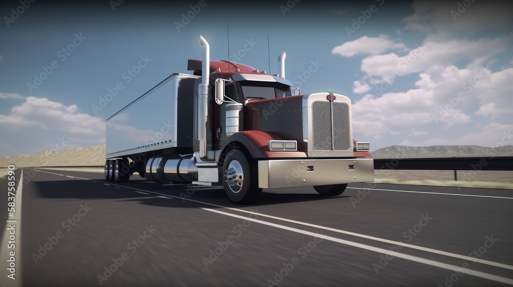 Truck on the highway. Generative AI