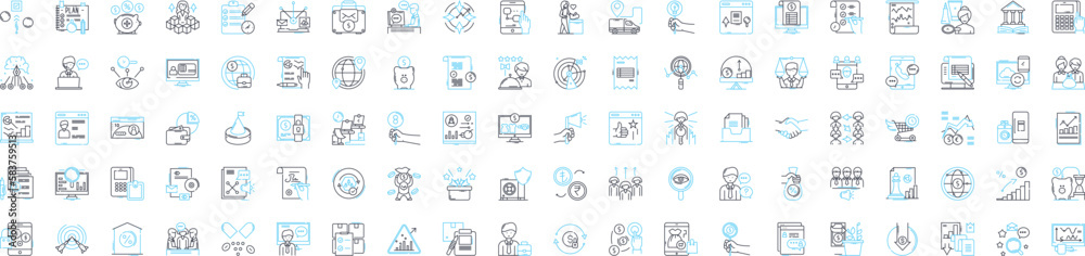 Currency policy vector line icons set. Exchange, Rate, Monetary, Value, Money, Foreign, Market illustration outline concept symbols and signs