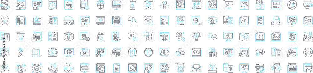 seo development vector line icons set. SEO, Development, Search, Engine, Optimization, Strategies, Ranking illustration outline concept symbols and signs seo development vector line icons set. SEO, Development, Search, Engine, Optimization, Strategies, Ranking illustration outline concept symbols and signs