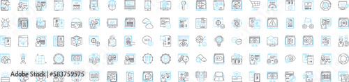 seo development vector line icons set. SEO, Development, Search, Engine, Optimization, Strategies, Ranking illustration outline concept symbols and signs